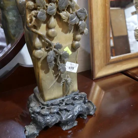 Oriental carved soapstone vase