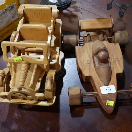 2 wooden cars