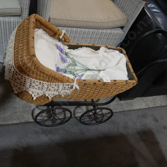Wicker doll pram