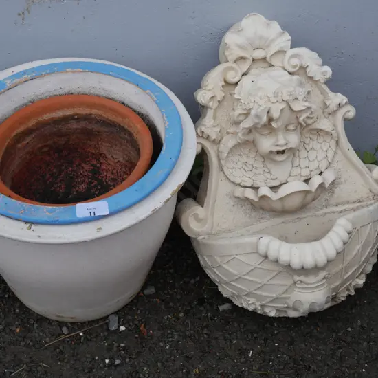 Plant pots and water feature