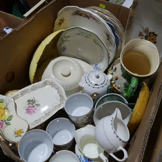 Box of assorted china