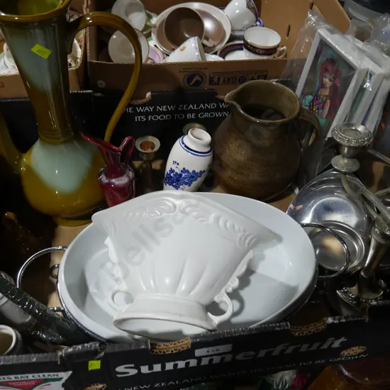 Pottery, candelabra etc