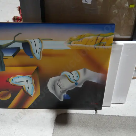 Framed artworks, blank canvas