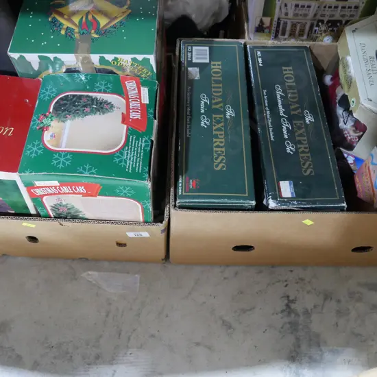 2 boxes Xmas decorations etc