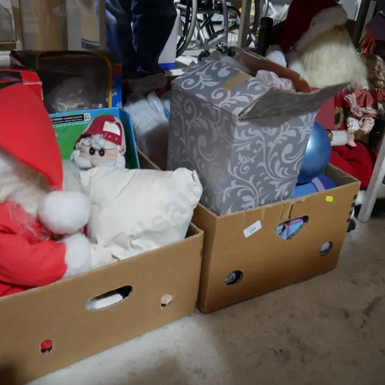 Big Santa & 2 boxes Xmas decorations