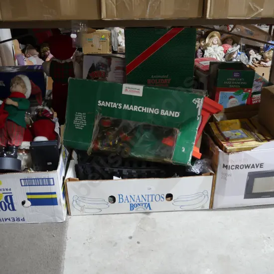 3 boxes of Christmas decorations