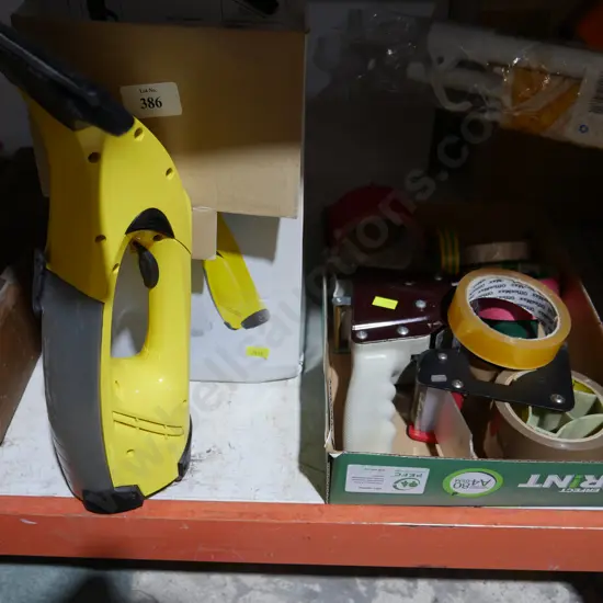 Window vac, tapes, tape gun