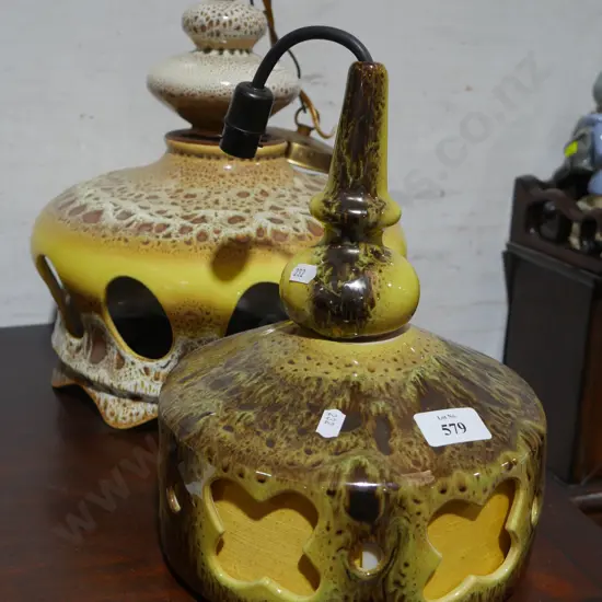 2 pottery lamp shades