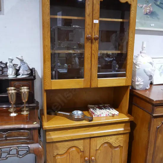 Oak glazed hutch dresser