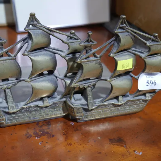 Brass ship book ends