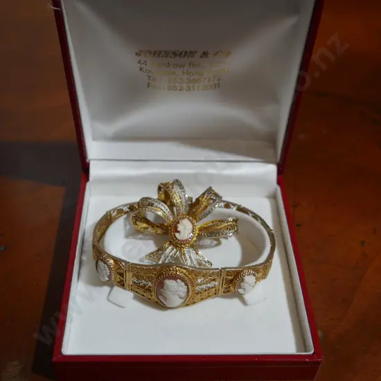 Filigree and Cameo bracelet & brooch