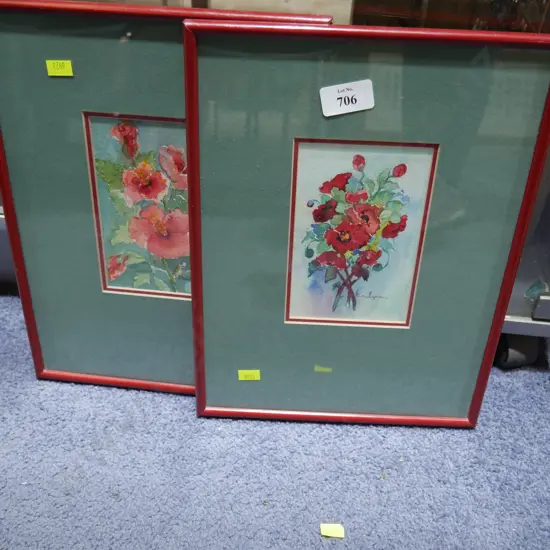2 framed floral artwork