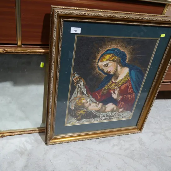 Needlepoint artwork and mirror