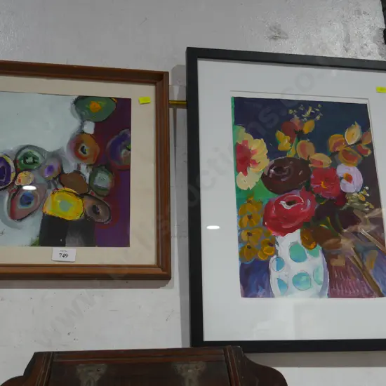 2 Floral abstract artworks