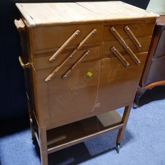 concertina sewing box and contents