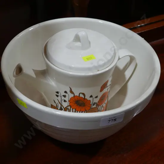 Crown Lynn mixing bowl & coffee pot