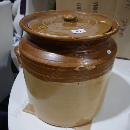 Large Milton Pottery storage crock and lid
