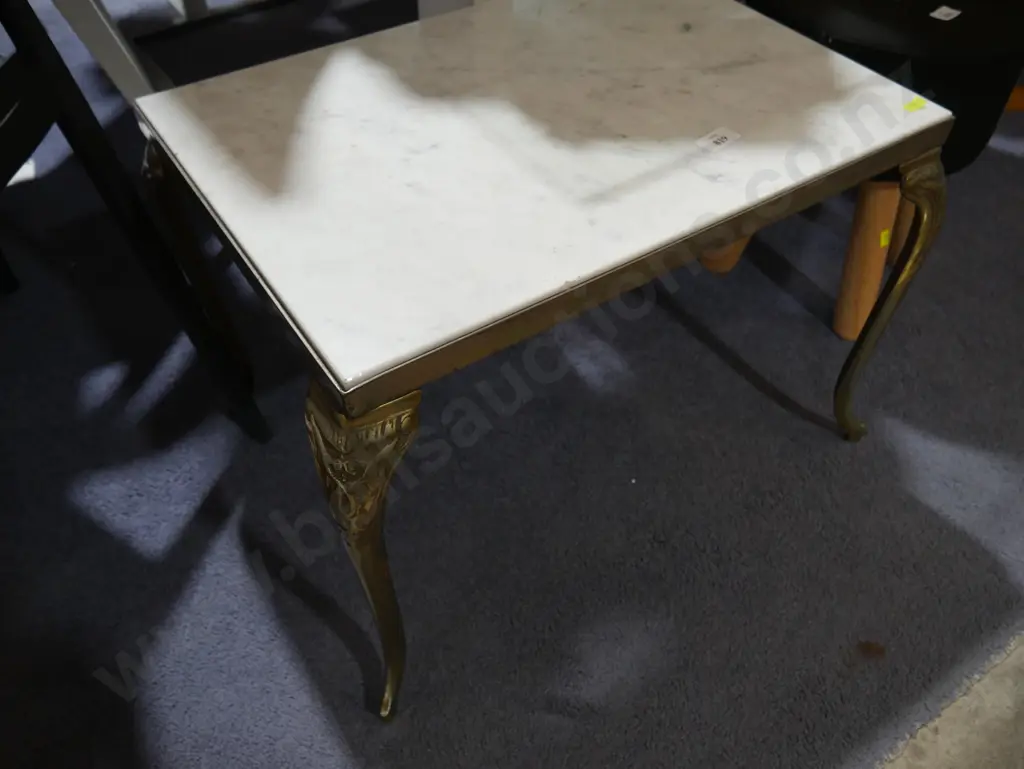 Brass & marble side table Image 1++