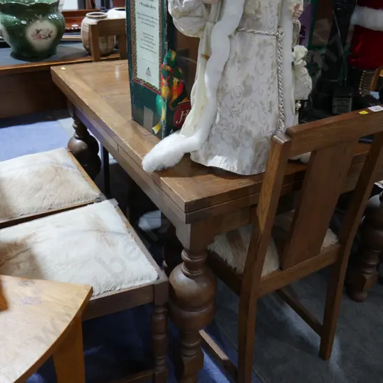 Oak dining table and 6 chairs