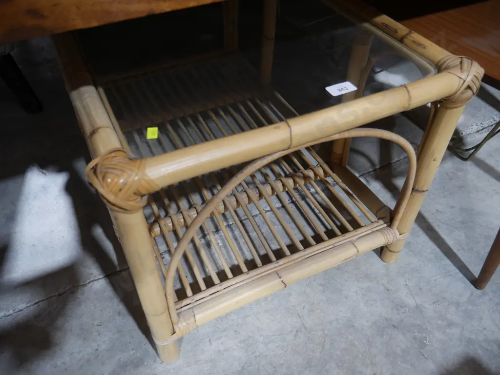 Glass and cane coffee table Image 1++