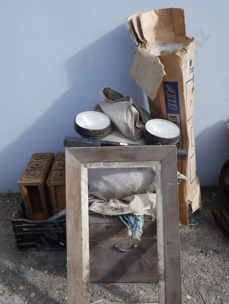 Sewing table drawers, wooden trunk, lights etc Image 1++