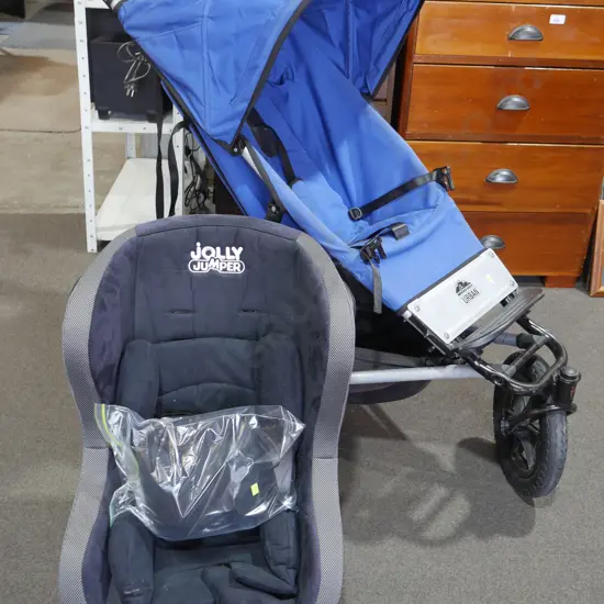 Child's Jolly jumper car seat and mountain buggy pram