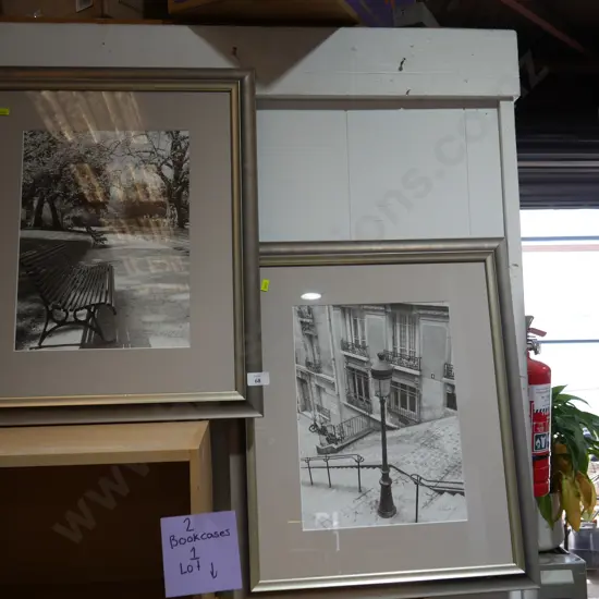 2 framed black and white photos