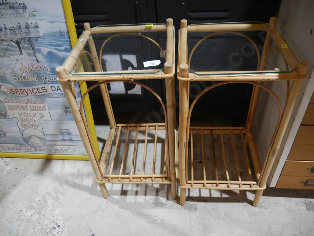 Two cane glass top occasional tables Image 1++