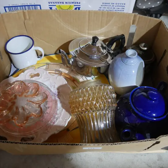 Glassware, teapot etc