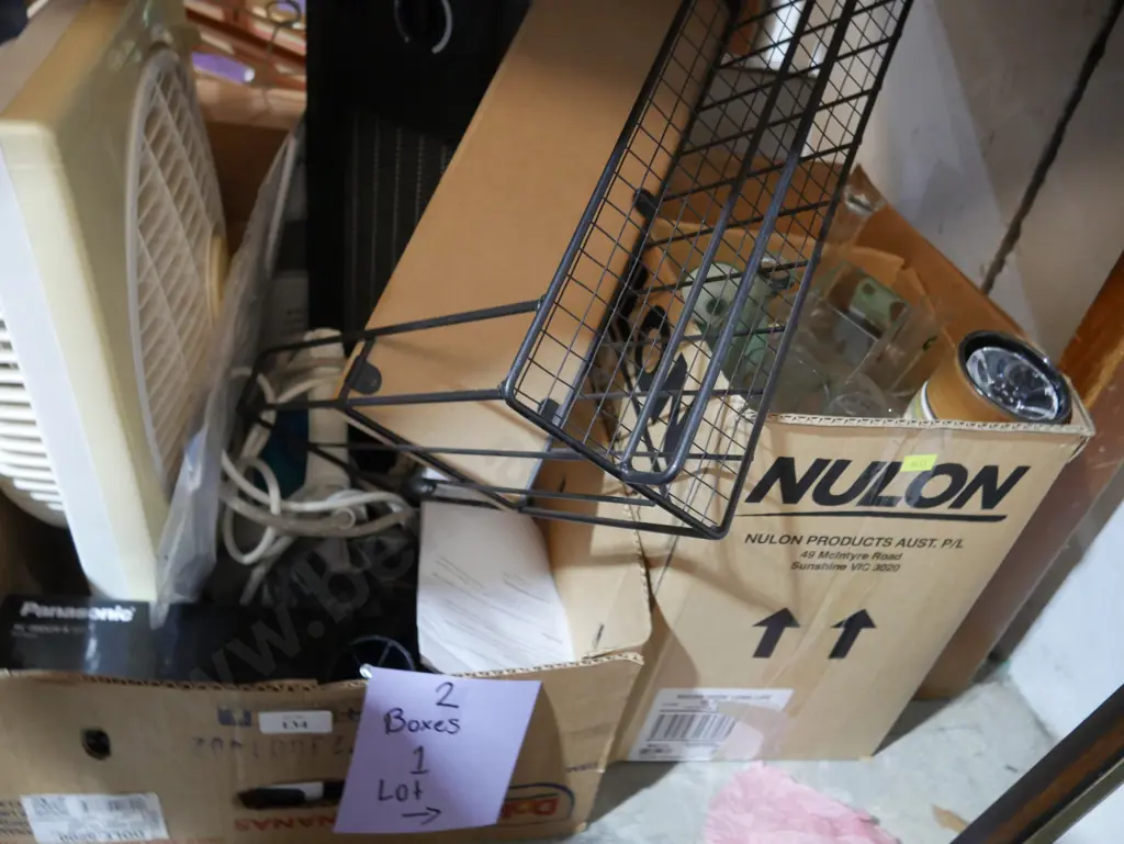 2 boxes of china, heaters etc Image 1++