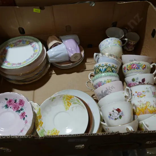Assorted cups and saucers