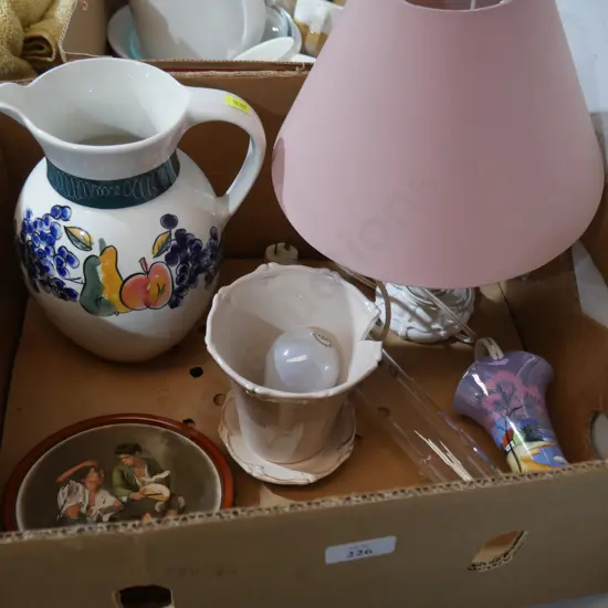Table lamp, jug etc