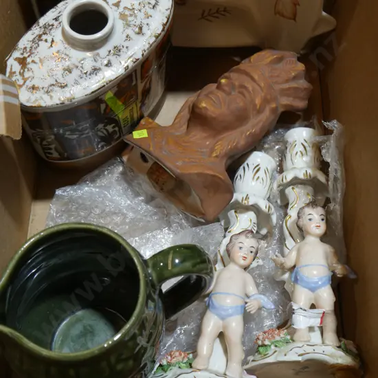 Candle holders, jug etc