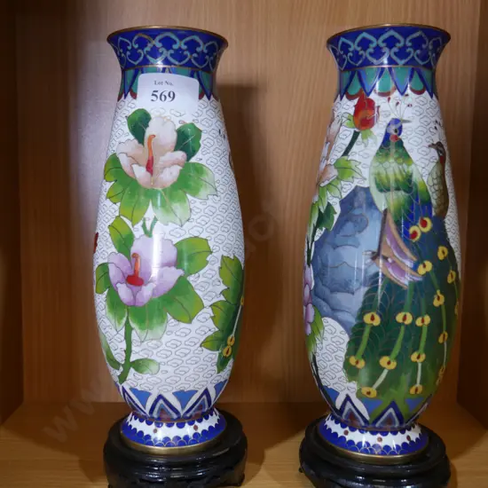 2 cloisonne vases