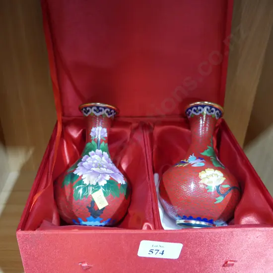 Pair of cloisonne vases