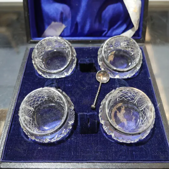 Sterling silver rimmed open salts