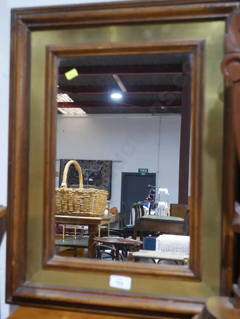 Wood and brass framed mirror Image 1++