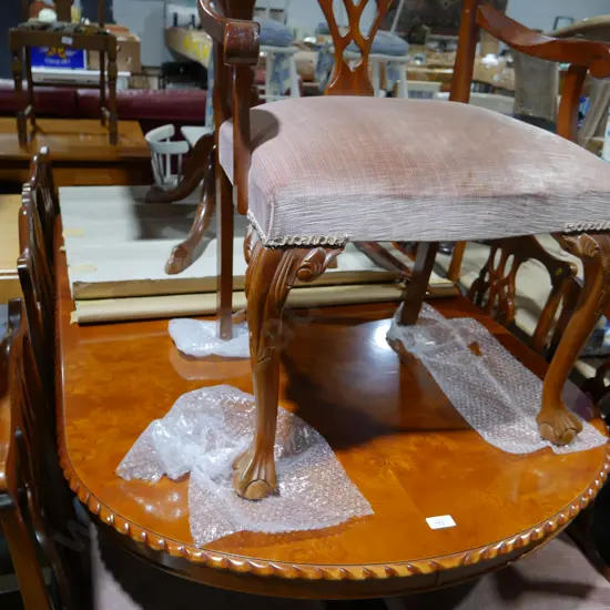 Large dining table and 8 chairs