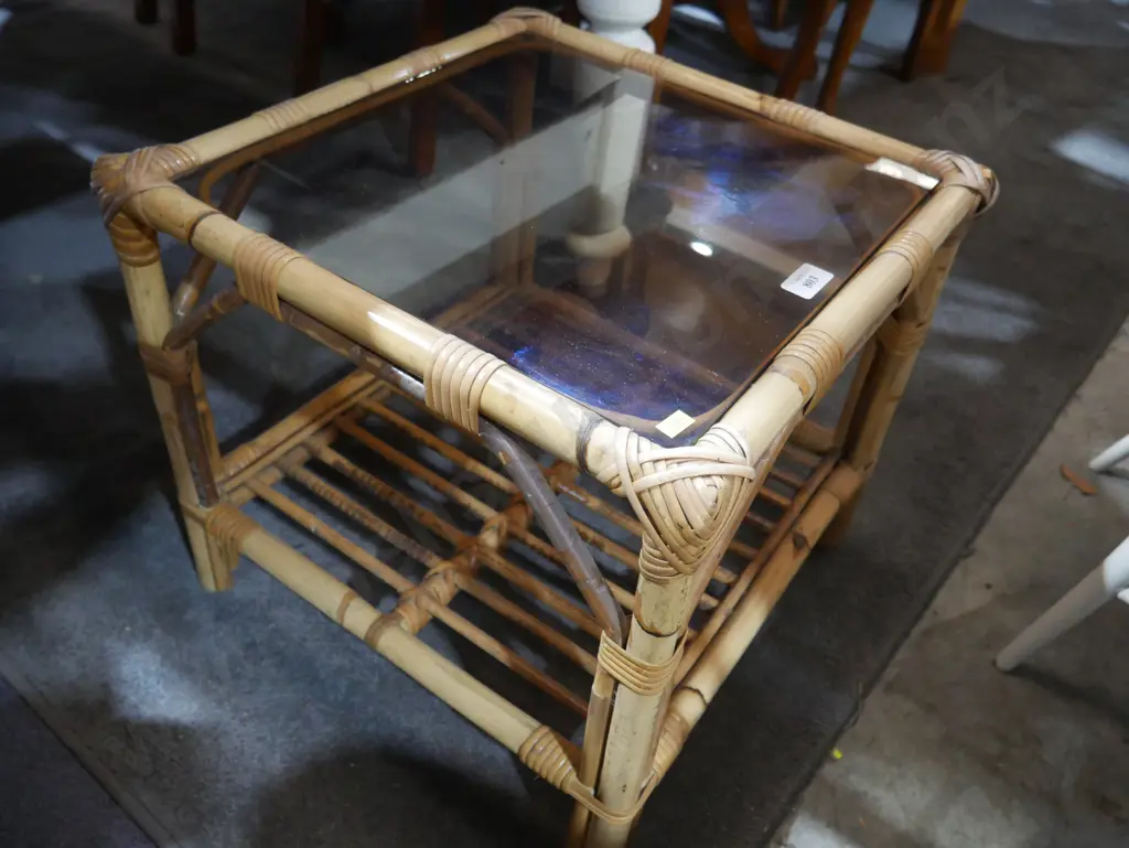 Glass top cane table Image 1++