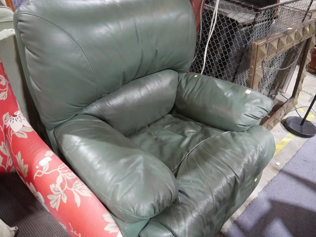 Green leather armchair Image 1++