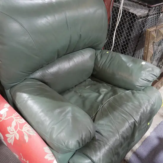Green leather armchair