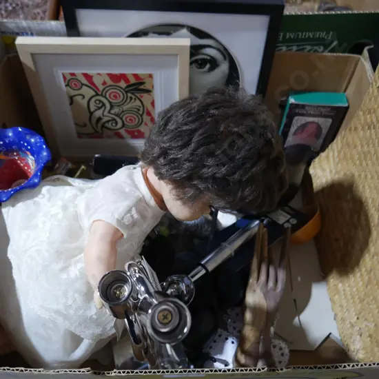 Doll, candlestick holder, ornaments etc