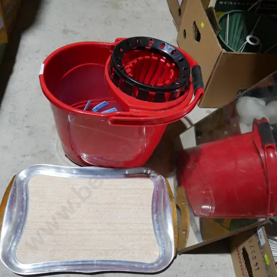 Mirror, tray, mop bucket