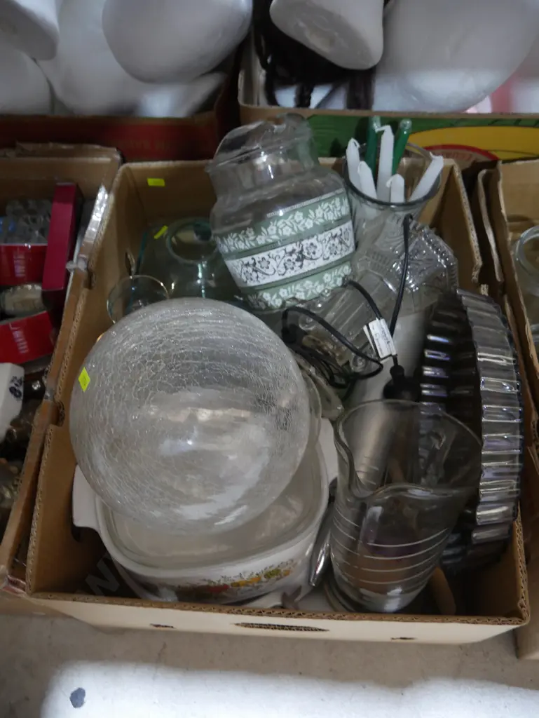 Three boxes of glassware, ornaments, plates etc Image 1++