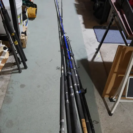 Assorted fishing rods