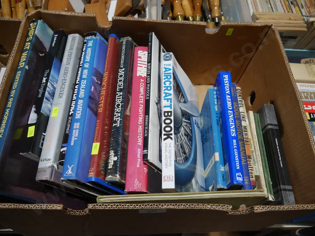 Box of aircraft, gun books Image 1++