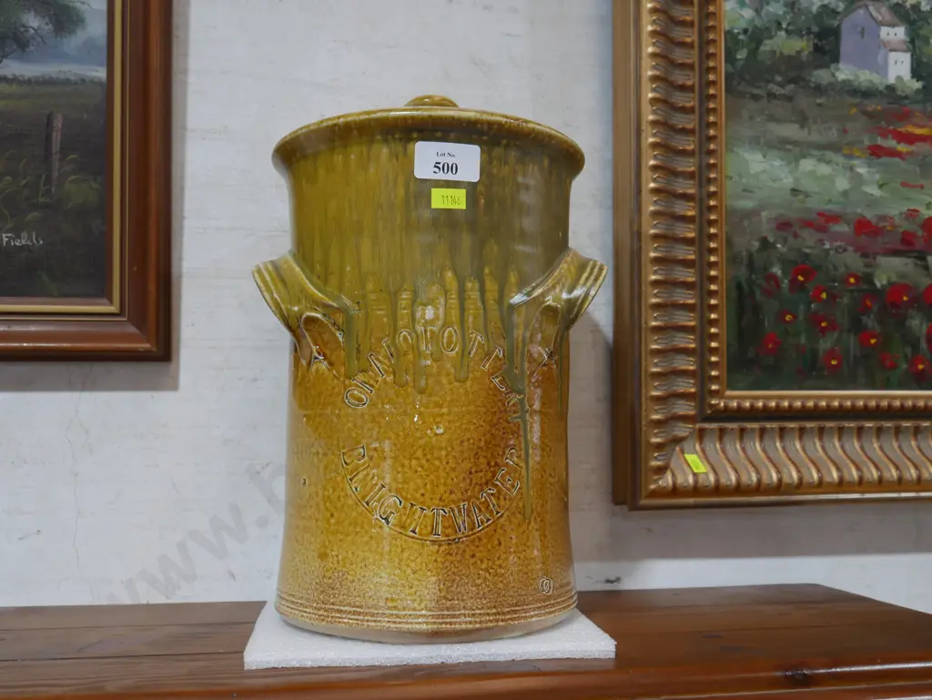 Brightwater pottery lidded crock Image 1++