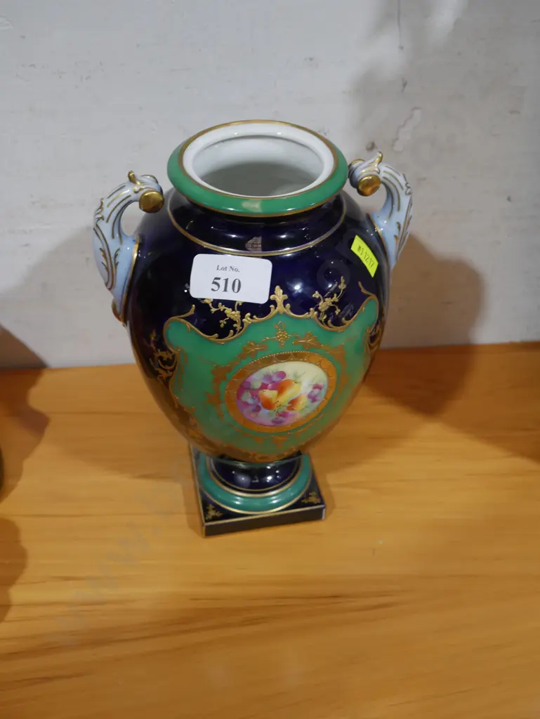 2 handled blue and green vase Image 1++
