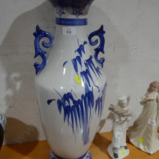 Large blue and white vase