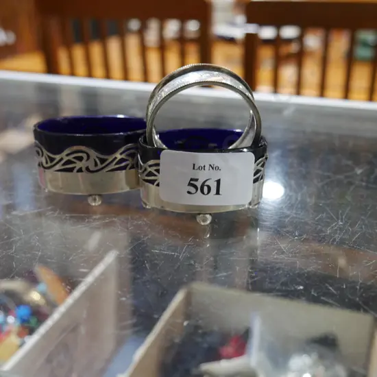 2 sterling silver open salts etc